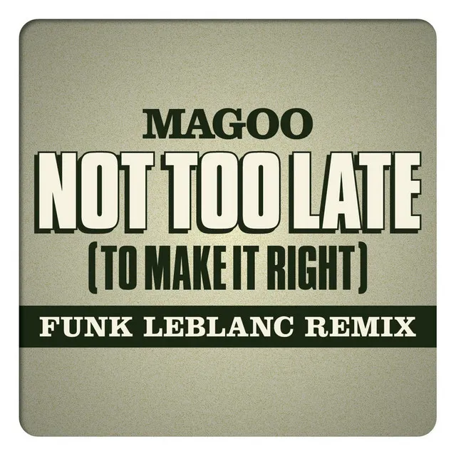 Not Too Late (To Make It Right) [Funk Leblanc Remix] [feat. Magoo]