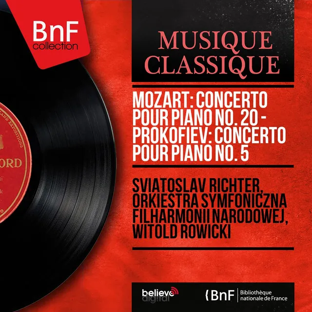 Mozart: Concerto pour piano No. 20 - Prokofiev: Concerto pour piano No. 5 (Mono Version)