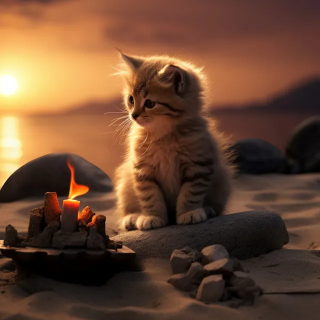 Tranquil Fire Melodies for Happy Felines: Melodic Moments