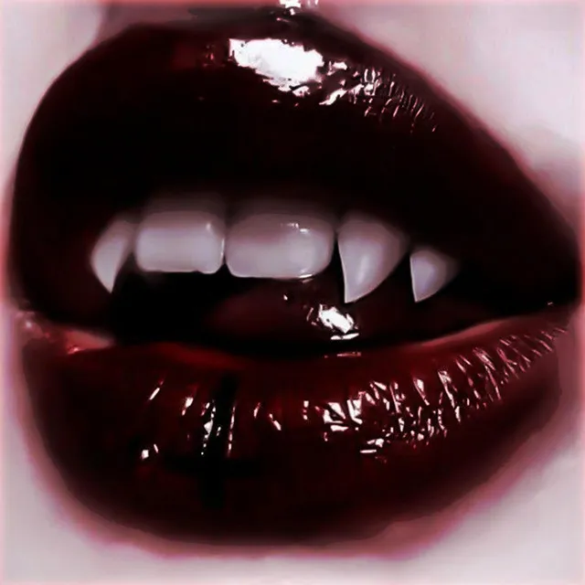 blood on her lipstick