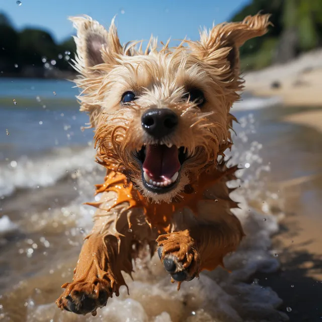 Himno Fluyente Del Canino Junto Al Agua