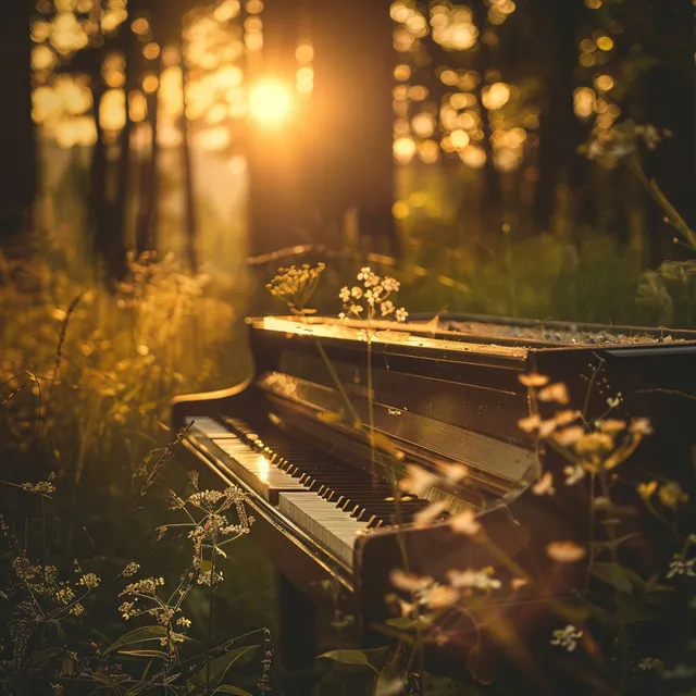 Abrazo Gentil Del Atardecer En El Piano