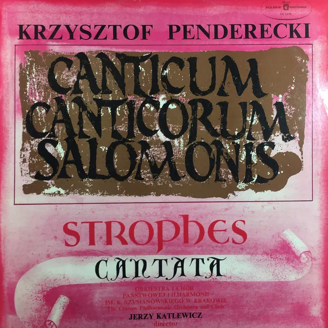 Canticum Canticorum Salomonis. Strophes. Cantata