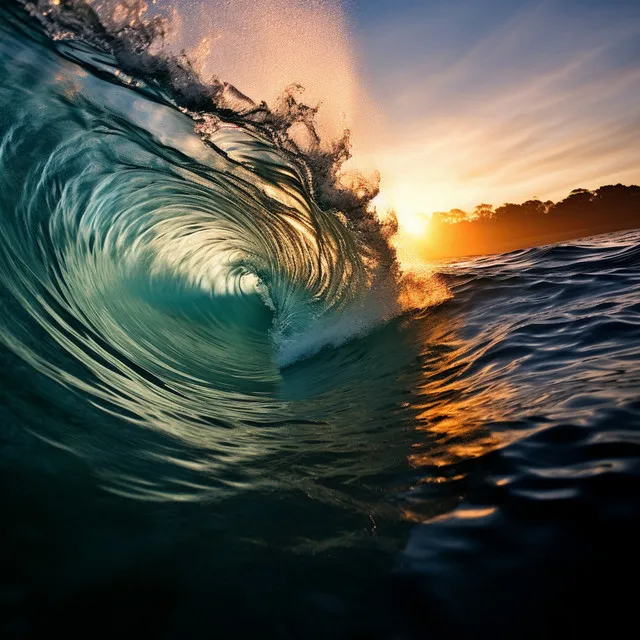 Palmeras Y Olas Del Océano