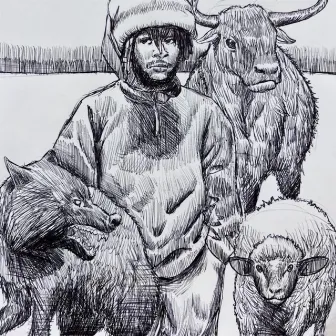 A WOLF AMONGST CATTLE by Unknown Artist