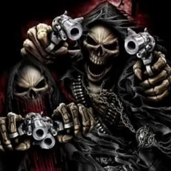 cool skeletons holding gun by ROSESHUTUP